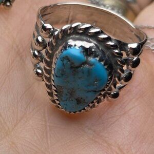 Genuine Turquoise NAVAJO Ring Native Southwest Sterling Silver 825 Signed